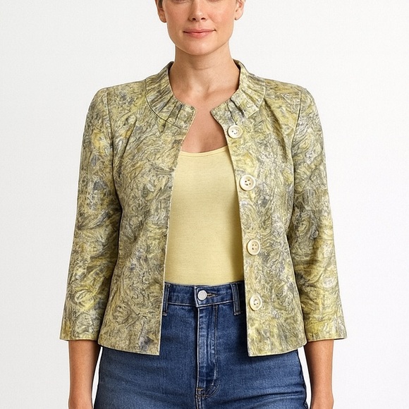 People Like Frank Jackets & Blazers - People Like Frank Metallic Green Swing Jacket